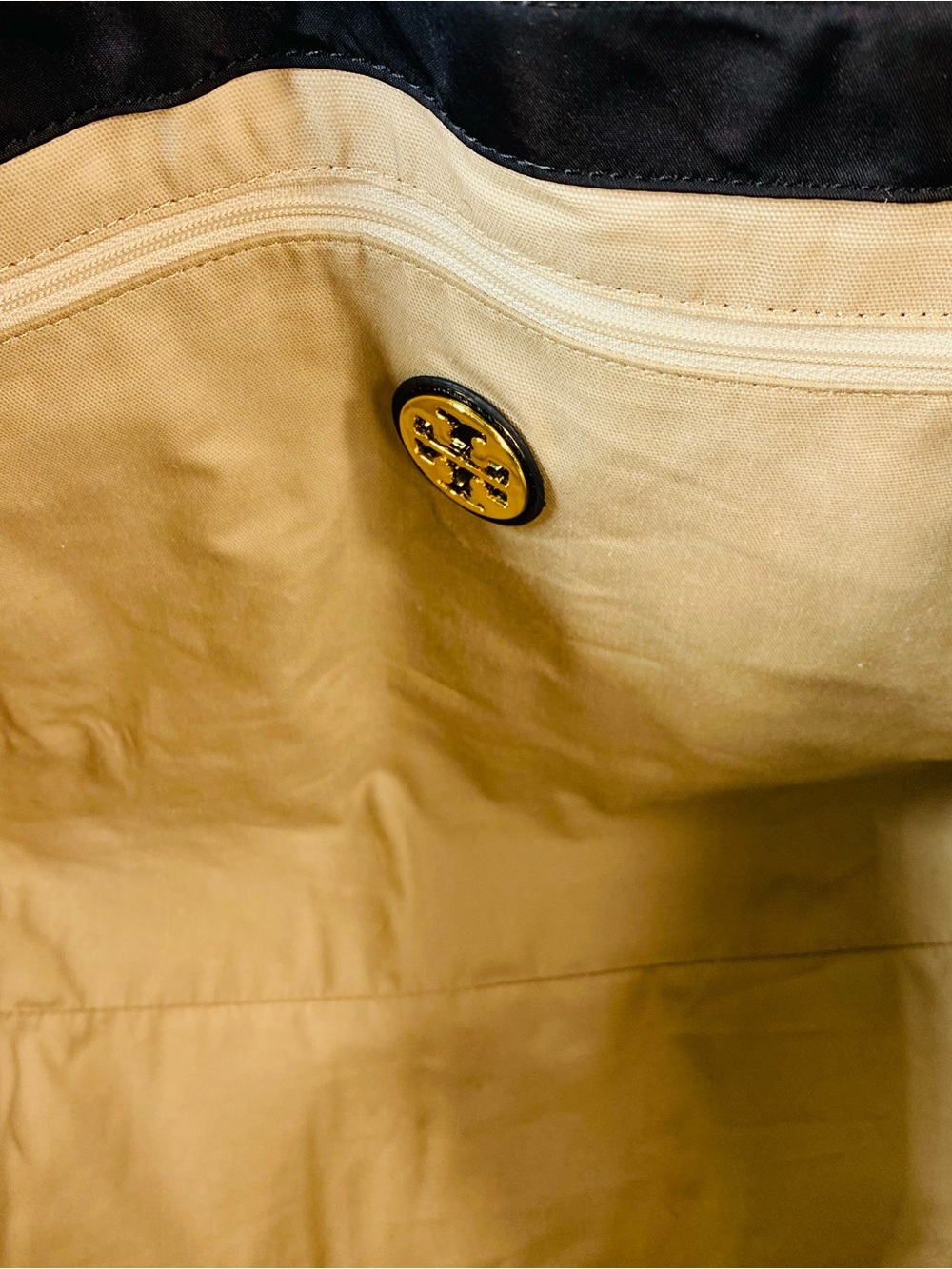 Tory Burch Ella Tote Bag Black Nylon Patent Leather Medium Large - Picture 8 of 8